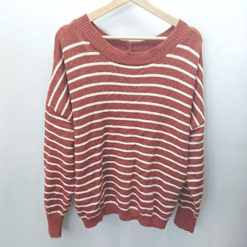 ◇ Java ジャバ ボーダー柄 長袖 ニット サイズM オレンジ系 レディース E