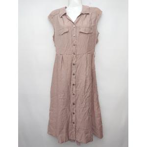 ◇ ◎ JILLSTUART ジルスチュアート フロントボタン ノースリーブ 膝下丈 ワンピース サイズM ピンクベージュ レディース P