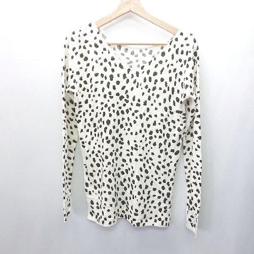◇ AZUL BY MOUSSY アズールバイマウジー ダルメシアン柄 Vネック 長袖 ニット サイ...