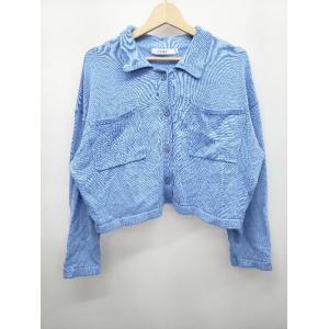 ◇ MOUSSY マウジー リネン混 サマーニット 長袖 カットソー サイズF ライトブルー レディ...