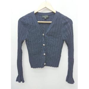 ◇ JILL STUART ジル スチュアート 装飾ボタン リブ系 長袖 カーディガン サイズFR ネイビー レディース P