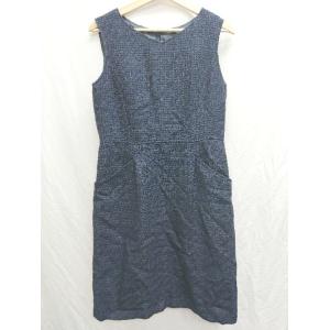 ◇ fairy フェアリー ツイード マタニティ ノースリーブ 膝丈 ワンピース サイズL ネイビー レディース P