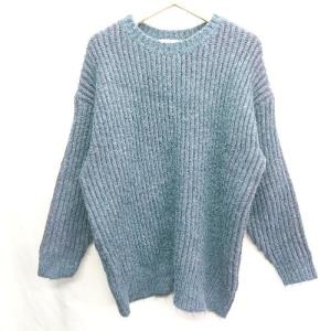 ◇ AMERICAN HOLIC アメリカン ホリック ストライプ柄　腕部分ボーダー 長袖 ニット サイズM ネイビー系 メンズ E