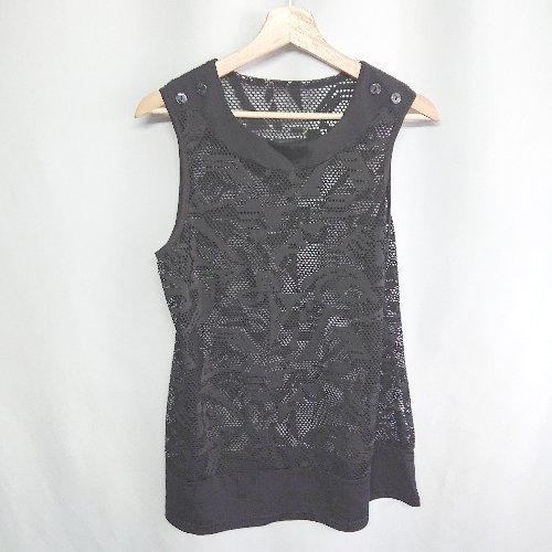 ◇ ⊂ INNOCENTE 総柄 メッシュタンクトップ サイズM-L ブラック レディース E