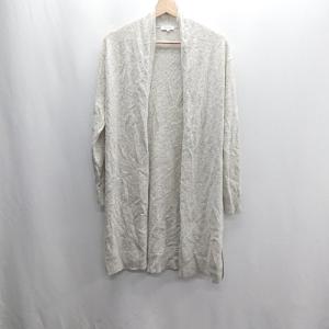◇ ⊇ PLST プラステ サイドスリット カシミヤ ウール混合 長袖 ロングニットガウンカーデ サイズM グレー レディース E
