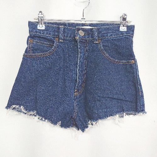 ◇ ⊂ MOUSSY 裾ダメージ加工 デニムショートパンツ サイズ1 インディゴブルー レディース ...