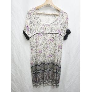 ◇ ⊂ pensieri di moda 花柄　総柄　イタリア製 半袖 膝丈 ワンピース サイズXL...