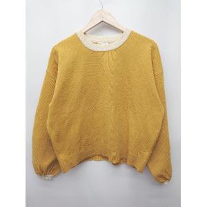 ◇ Θ JaVa ジャバ 袖ボリューム　配色 長袖 オーバー　ニット サイズM イエロー レディース...