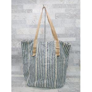 ◇ Θ TOPKAPI COULEUR ストライプ　ラメ ハンド　トート　バッグ ブルー レディース...