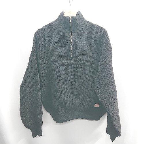 ◇ ⊇ JAVA 軽量 ワッフル ハーフジップ オーバーサイズ 長袖 ハイネックプルオーバー サイズ...