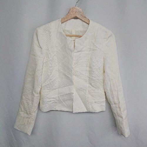◇ ⊇ White joola ノーカラー 総柄 フォーマル 長袖 ジャケット サイズ11R アイボ...