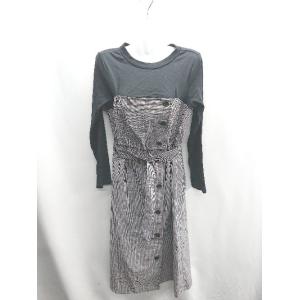 ◇ ⊂ ◎ a.i.n アイン マタニティ 長袖 ロング丈 ワンピース サイズM ブラック ホワイト レディース E