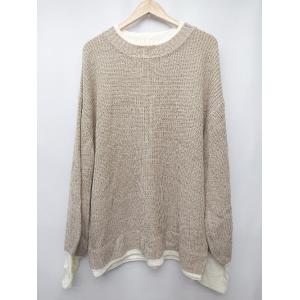 ◇ ⊇ JaVa ジャバ 重ね着風ローゲージオーバーサイズ 長袖 ニット サイズXL ベージュ レデ...