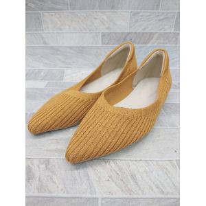 ◇ Θ MaryLou メリールー リブ　フラット パンプス　シューズ サイズM マスタード レディ...