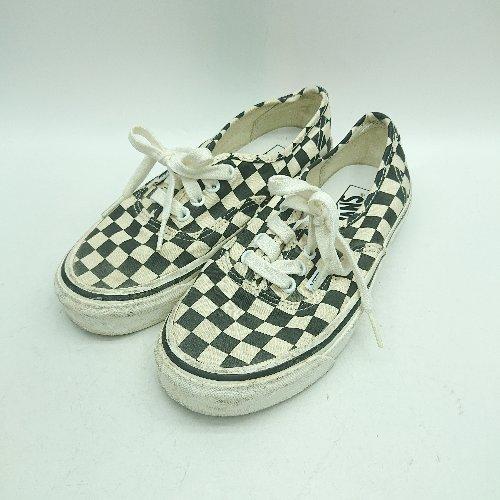◇ Θ VANS ブロックチェック 721454 ローカットスニーカー サイズ23 ブラック アイボ...