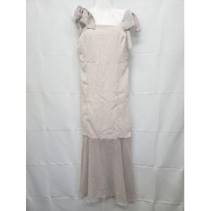 ◇ ⊂ ems excite エムズエキサイト リボン 膝下丈 キャミ ワンピース サイズF ピンクベージュ系 レディース E