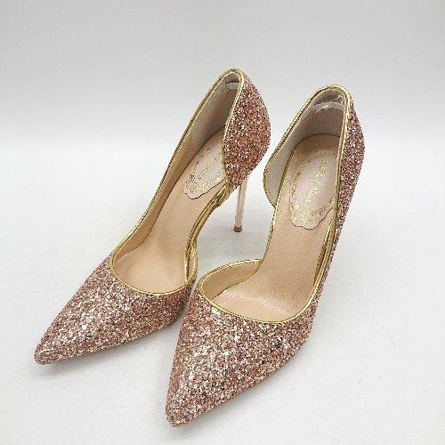 ◇ Θ Lace Ladies レースレディース ピンヒール パンプス サイズ36 ゴールド系 レデ...