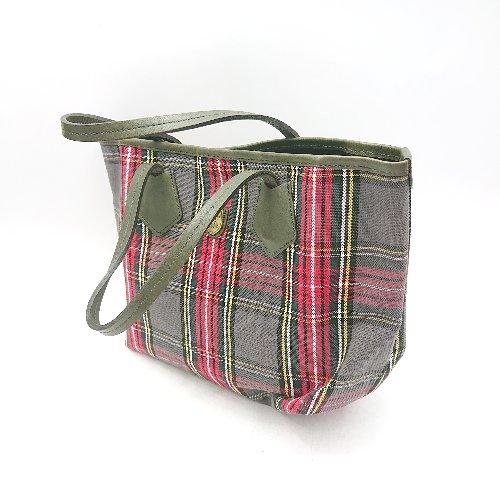 ◇ Θ TOPKAPI TRESURE チェック柄 トートバッグ レッド カーキ系 レディース E