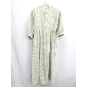 ◇ ⊂ jumelle ジュメロ チェック柄 長袖 ロング丈 ワンピース サイズF アイボリー グリ...