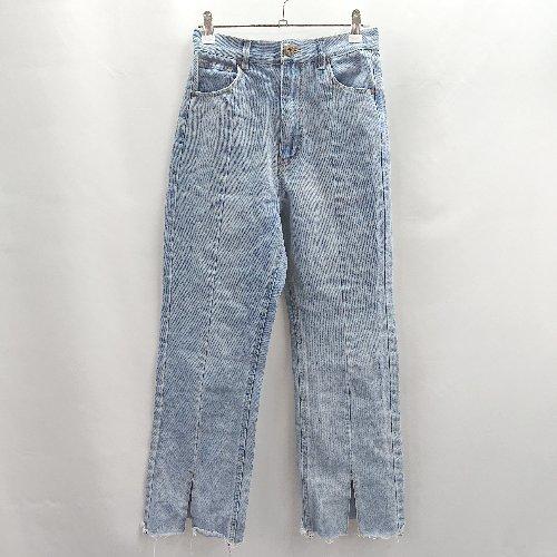 ◇ Θ GORGE バック紐リボン 裾スリット デニムパンツ サイズ M ブルー系 レディース E