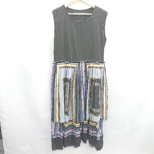 ◇ ⊂ CAWAII カワイイ スカーフ柄 プリーツ ノースリーブ ロング ワンピース 表記なし マルチカラー レディース E