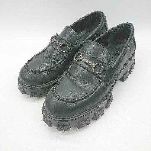 ◇ Θ ETELIO エテリオ ボリュームソールビットローファー ローファー サイズ S ブラック系...