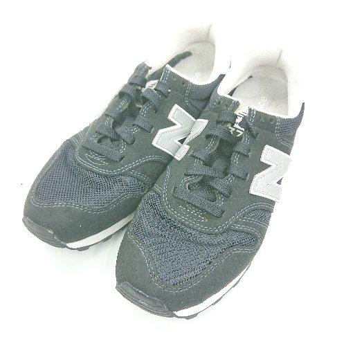 ◇ Θ New Balance ブランドロゴ入り ローカットスニーカー サイズ24 ブラック グレー...