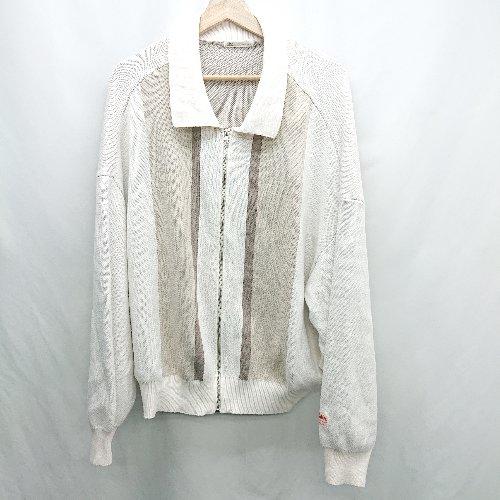 ◇ ⊇ JaVa ジャバ 長袖 ニットパーカー サイズS ホワイト ブラウン系 レディース E