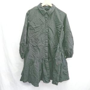 ◇ ⊇ MAMADE ママデ マタニティ 襟取り外し可能 長袖 膝上 シャツワンピース サイズ表記なし ブラック レディース E