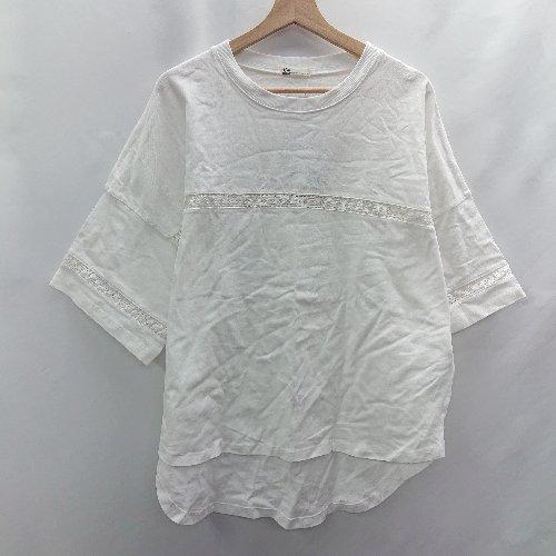 ◇ ◎●未使用●⊂ Java シアー部分あり 半袖 Tシャツ カットソー サイズ M ホワイト系 レ...