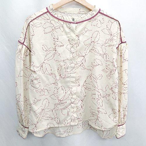 ◇ ⊇ idem 花柄 スタンドカラー 長袖 ブラウス サイズF ベージュ レッド系 レディース E