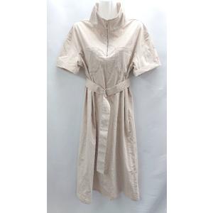◇ ⊂ ◎ Java スリット入り ハーフジップ 半袖 ロング丈 ワンピース サイズS ベージュ系 ...