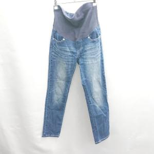 ◇ Θ ANGELIEBE 後ろウエストゴム マタニティパンツ サイズL ブルー系 レディース E