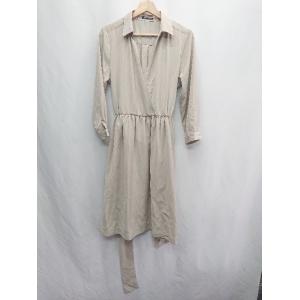 ◇ ◎ ⊇ ANGELIEBE エンジェリーベ マタニティ 長袖 膝下丈 ワンピース サイズM-L グレージュ系 レディース E