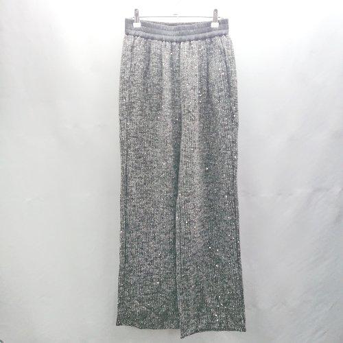 ◇ Θ LOULOU select ルルセレクト ウエストゴム スパンコール付き ツイードパンツ サ...