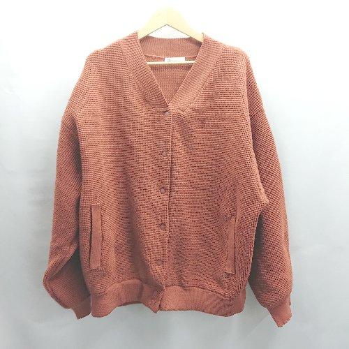 ◇ ⊇ Java　ジャバ ワッフルサマー生地系 長袖 透け編みニットカーディガン サイズXL オレン...