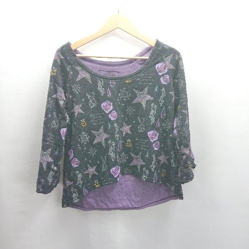 ◇ Θ SCOLAR　スカラー 総柄　長袖 丸首ラメ総柄カットソー サイズ ブラック系 レディース ...