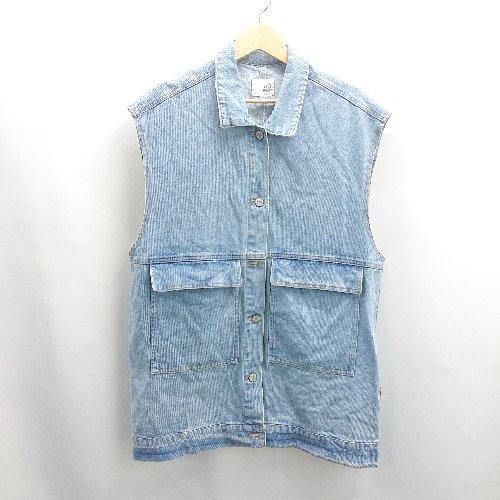 ◇ Θ JAVA ジャバ 無地 ノースリーブ デニムジャケット サイズL ライトブルー系 メンズ E