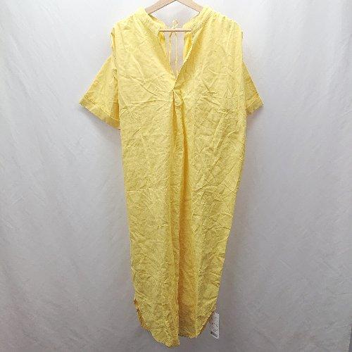 ◇ ⊂ Bonjour Sagan ボンジュールサガン 綿麻混合 半袖 ロング ワンピース サイズF...