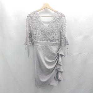 ◇ Θ dazzy store デイジーストア キャバドレス レース 七分袖 ミニ ワンピース サイズM ライトパープル レディース E