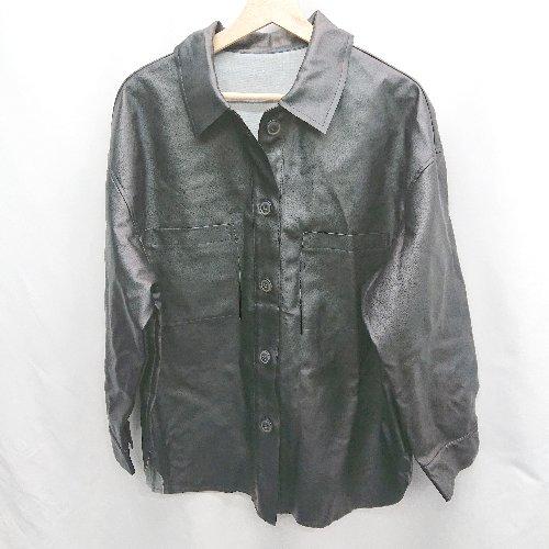 ◇ Θ JAVA ジャバ 無地 長袖 レザージャケット サイズM ブラック系 メンズ E