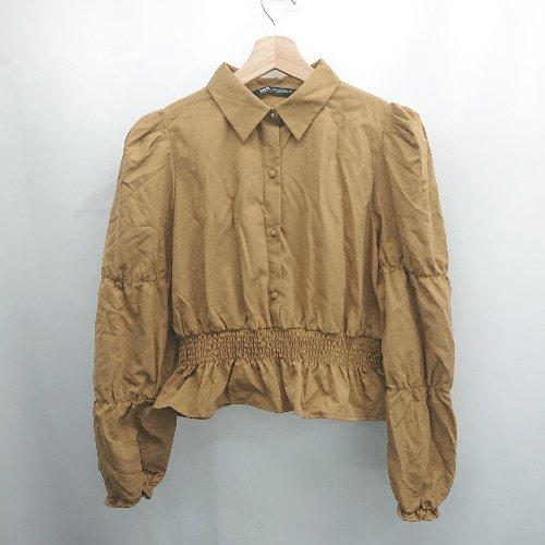 ◇ Θ ZARA ザラ 長袖 シャツ ブラウス サイズEUR M USA M MEX 28 キャメル...