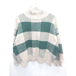 ◇ ⊇ JaVa ジャバ ブロックチェック 長袖 プルオーバー ニット サイズM グリーン レディー...