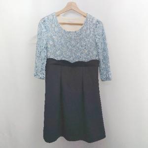 ◇ ⊂ WEETMOMMY スウィートマミー 花柄レース 長袖 ロング マタニティーワンピース サイズM ブルー系 レディース E