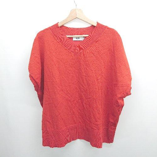 ◇ ⊂◎●未使用● AZUL BY MOUSSY ハイゲージ 半袖 サマーニット サイズF レッド系...
