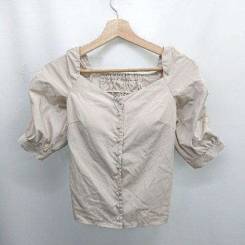 ◇ Ameri アメリ パット　ショート 半袖 ブラウス サイズS ベージュ系 レディース ◆ E