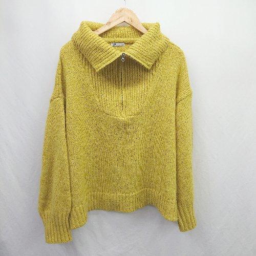 ◇ ⊇ JaVa ジャバ ハイネック フロントジップ 長袖 ニット サイズXL イエロー レディース...