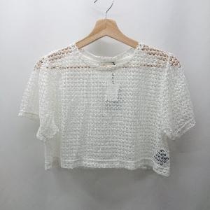 ◇ ◎ Θ PAGEBOY ページボーイ ALICIA 無地 半袖 cキカボーダーレーストップス サイズF ホワイト系 レディース E