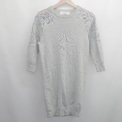 ◇ ⊇ LE CIEL BLEU ルシェルブルー 無地 長袖 ミニ丈 ワンピース サイズF グレー系...