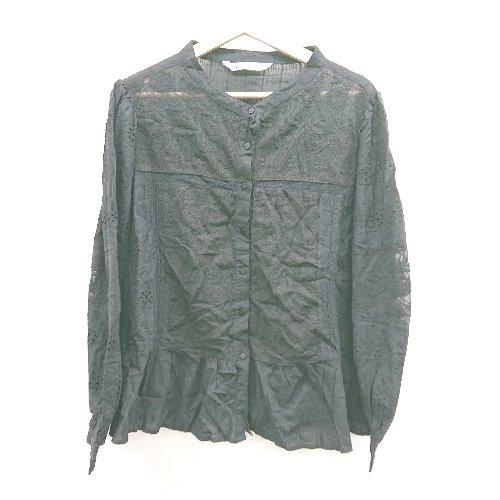 ◇ ⊂ ZARA ザラ 無地 長袖 長袖チュニック サイズXXL ブラック系 レディース E